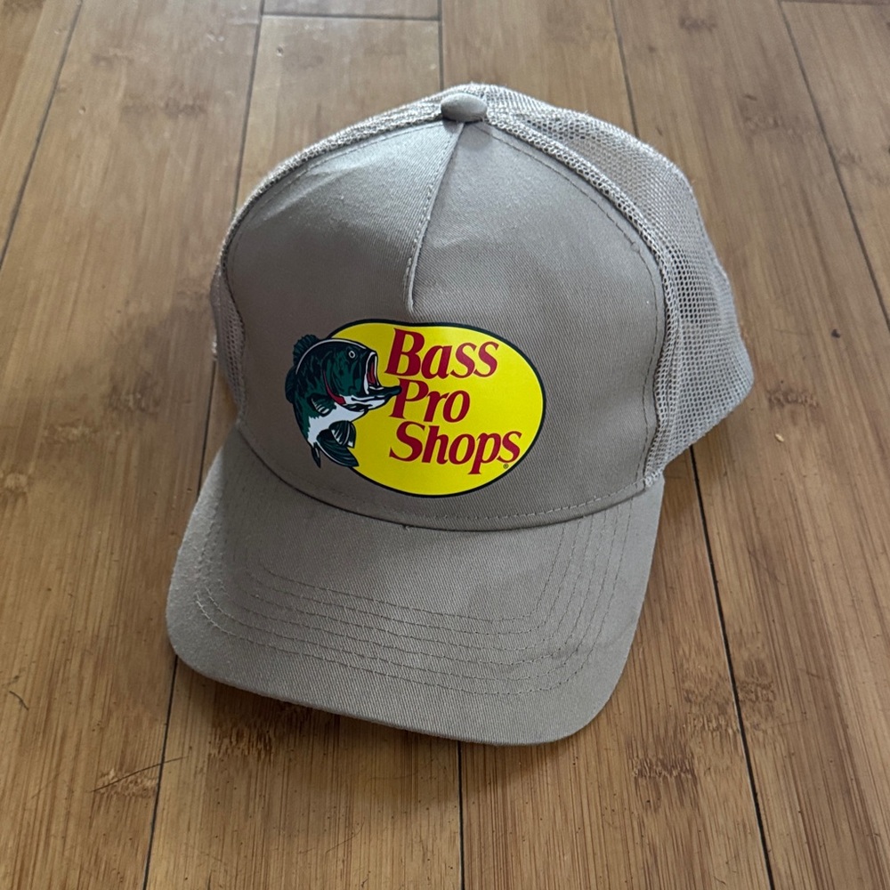 Bass Pro Shops Khaki and Gray Mesh Trucker Hat Cap